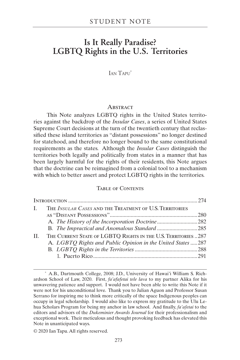 LGBTQ Rights in the US Territories