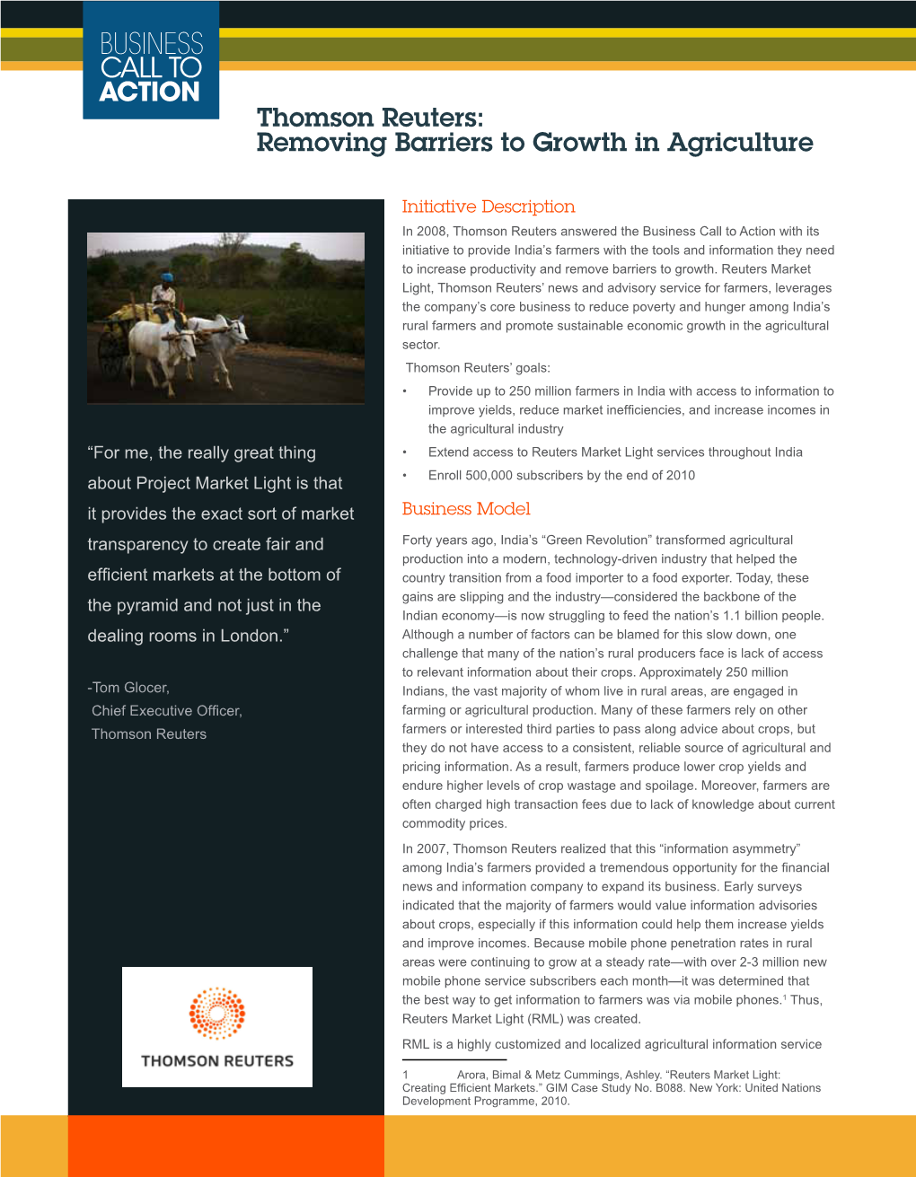 Thomson Reuters: Removing Barriers to Growth in Agriculture