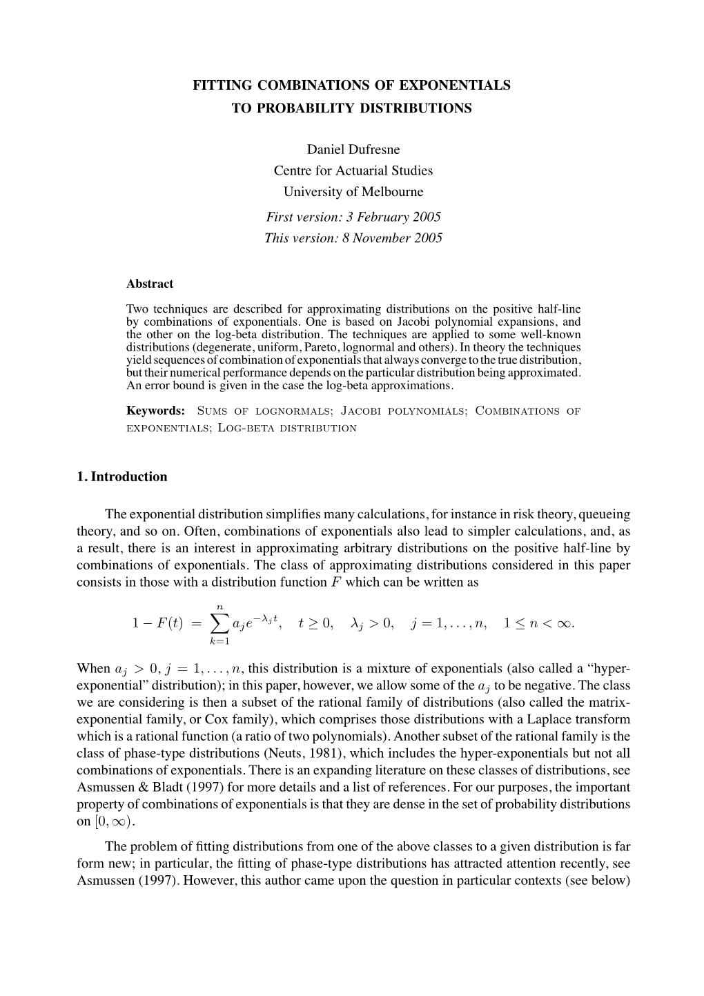 Fitting Combinations of Exponentials to Probability Distributions