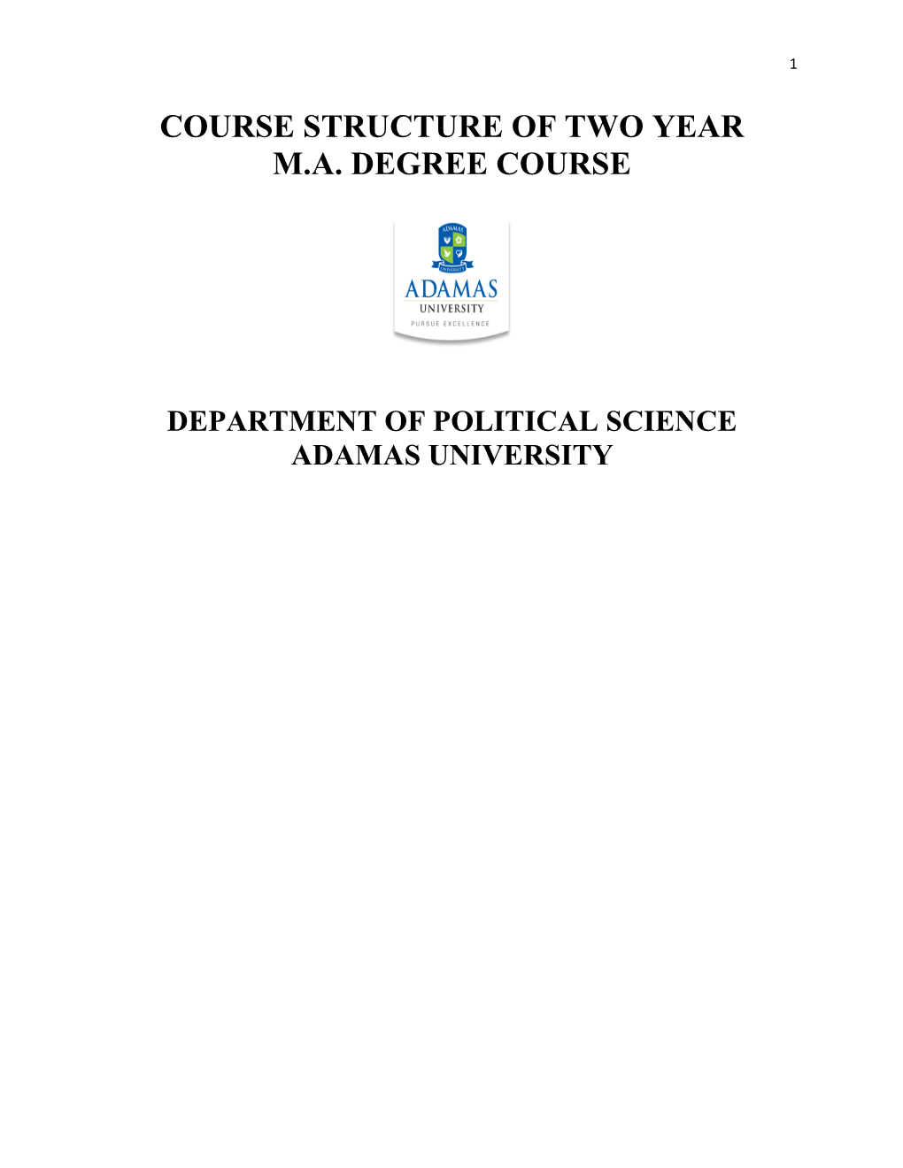 Course Structure of Two Year M.A. Degree Course