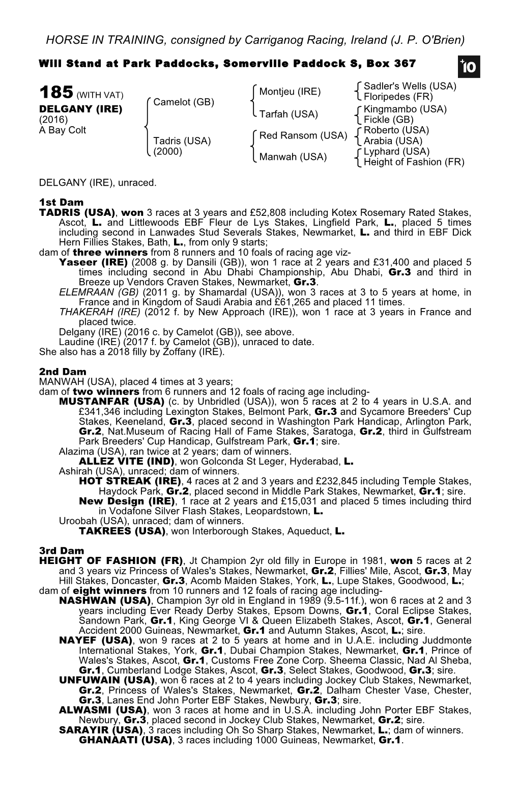 HORSE in TRAINING, Consigned by Carriganog Racing, Ireland (J