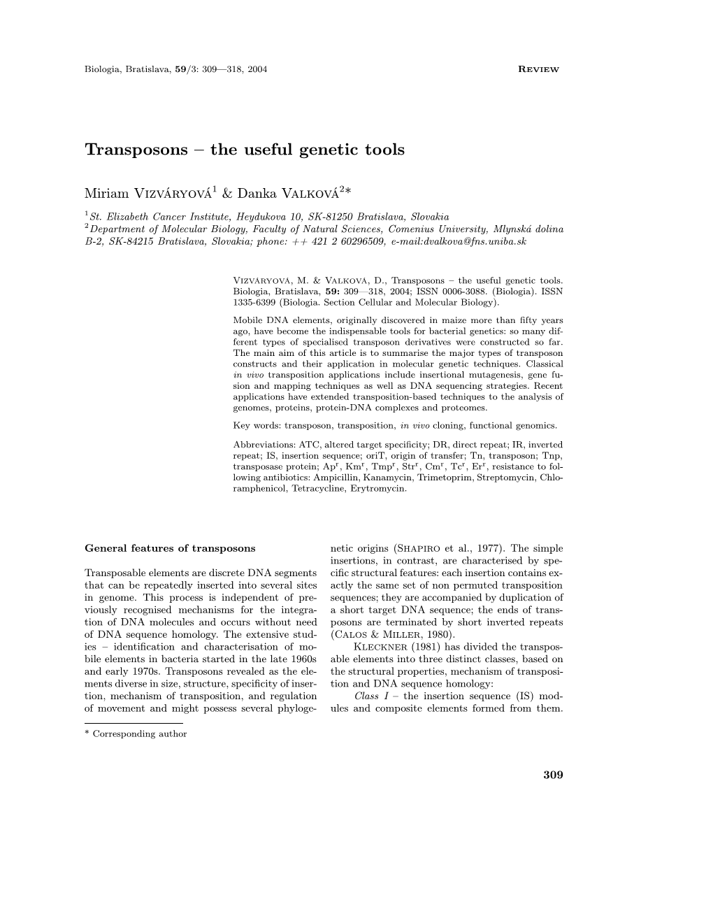 Transposons – the Useful Genetic Tools