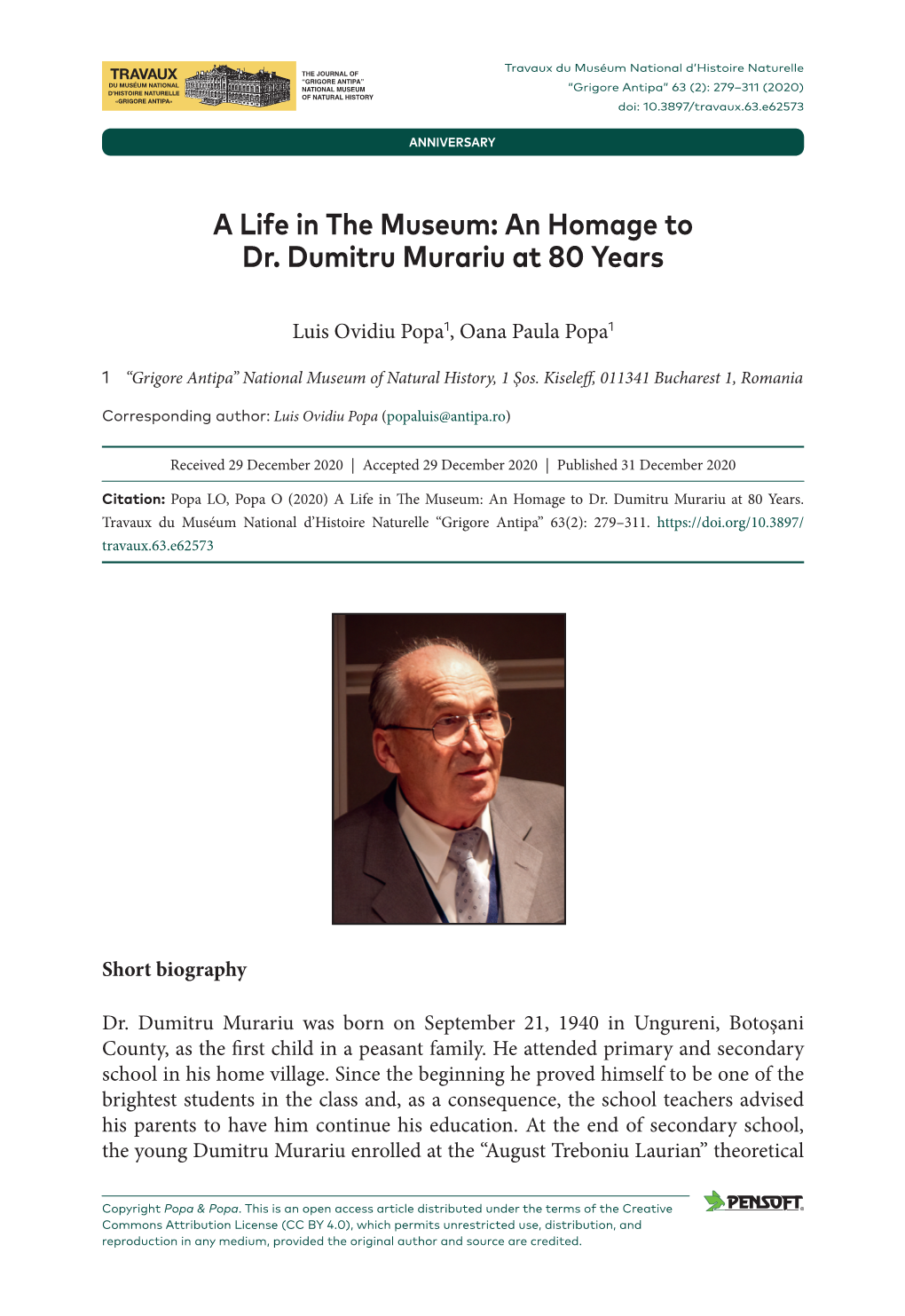 An Homage to Dr. Dumitru Murariu at 80 Years