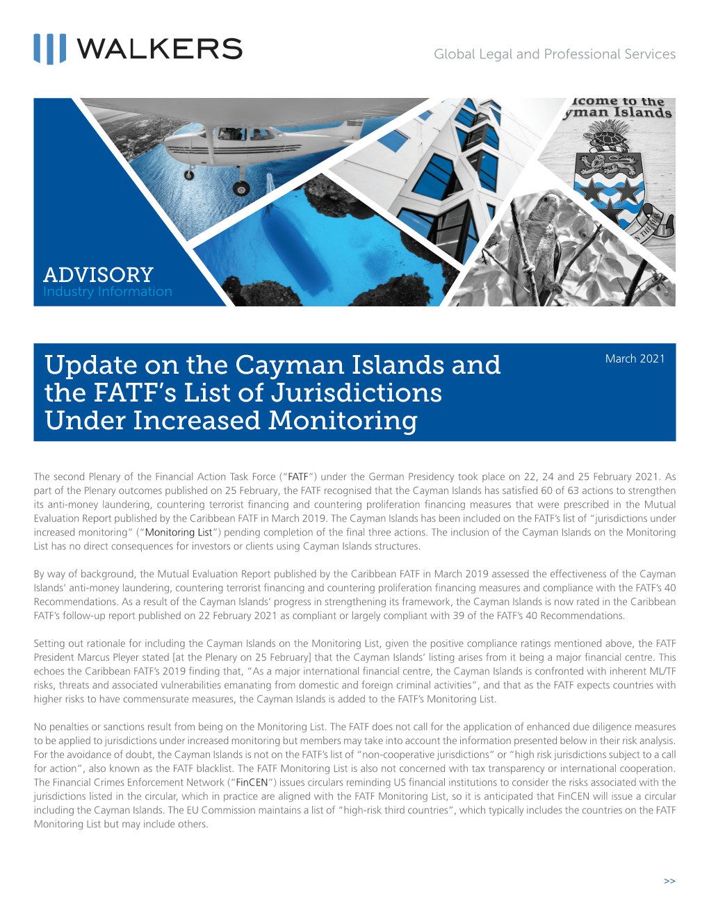 Update on the Cayman Islands and the FATF's List of Jurisdictions Under Increased Monitoring