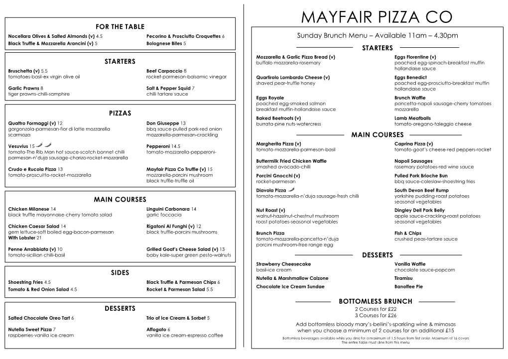 Mayfair Pizza Co for the Table