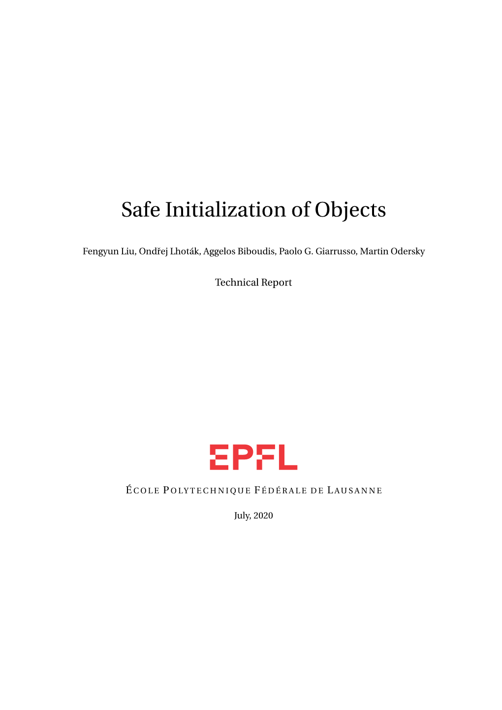 Safe Initialization of Objects