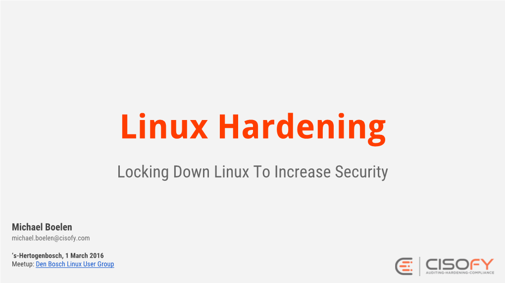 Linux Hardening