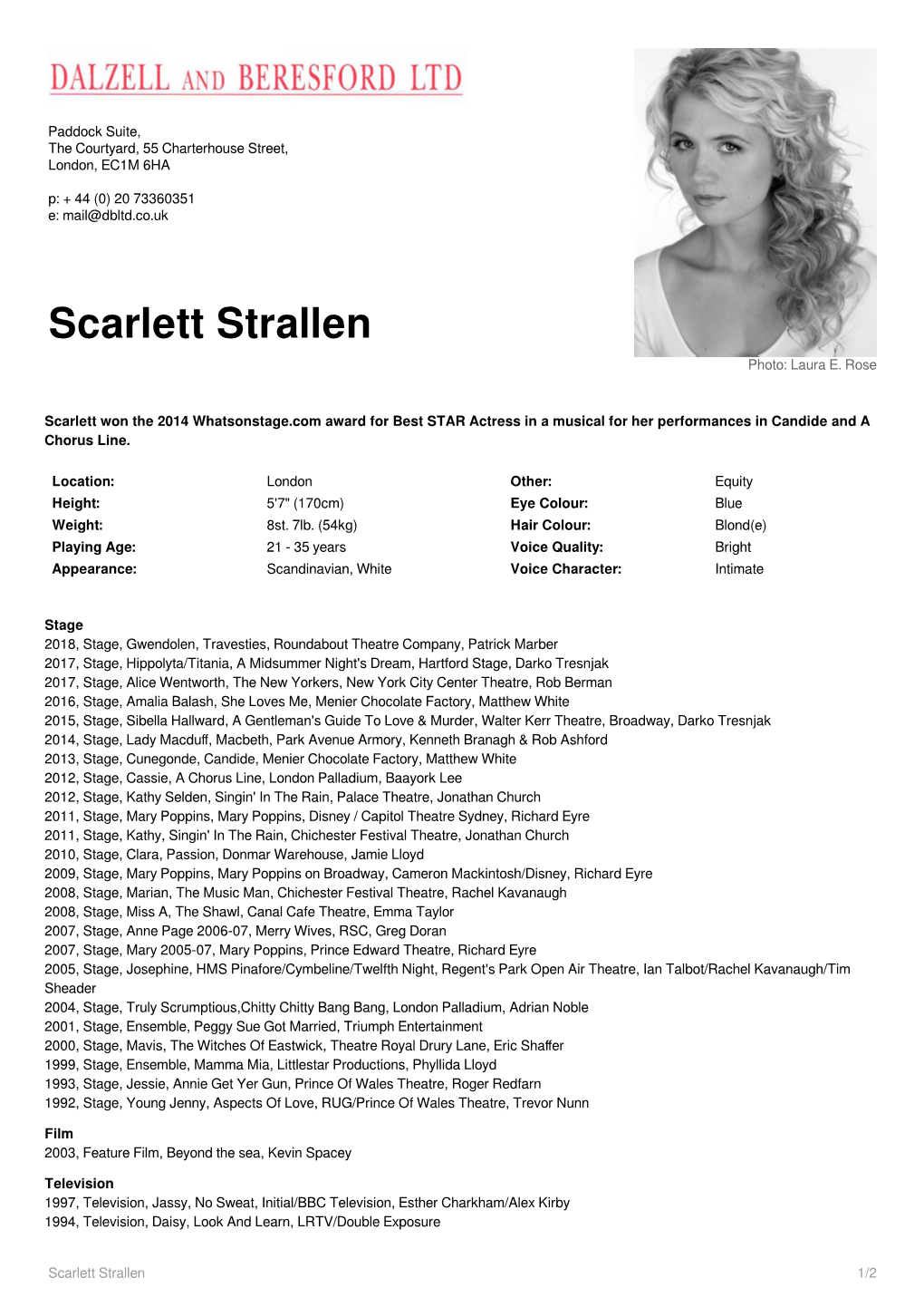 Scarlett Strallen Photo: Laura E