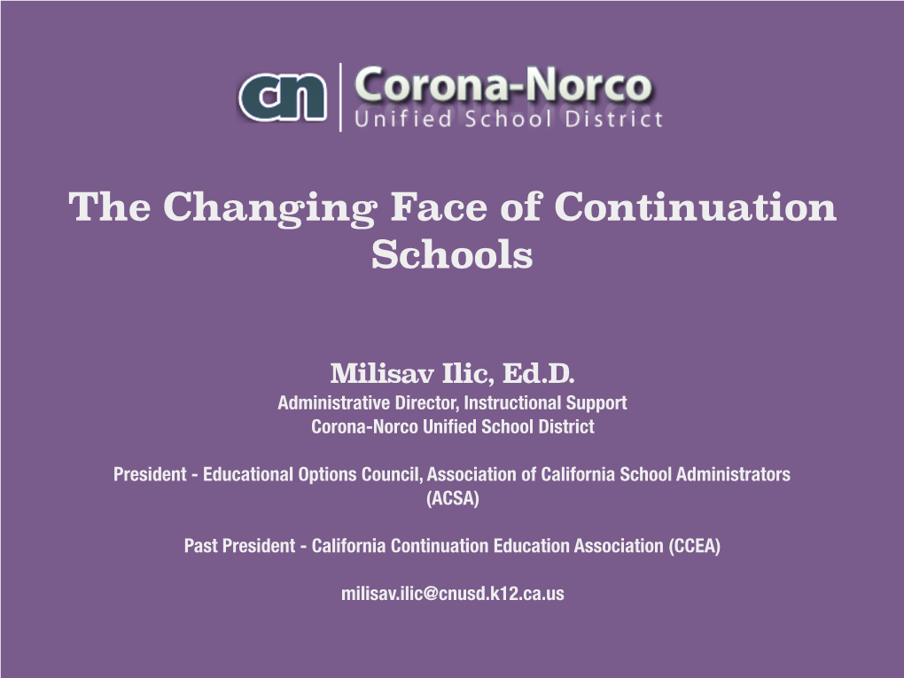 Changing Face of Continuation Schools 2018-19