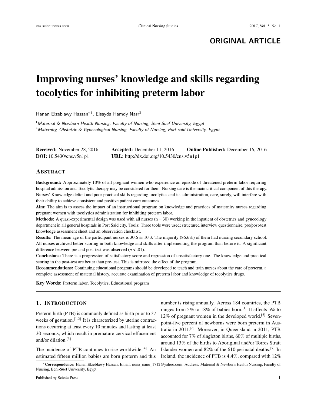 Improving Nurses' Knowledge and Skills Regarding