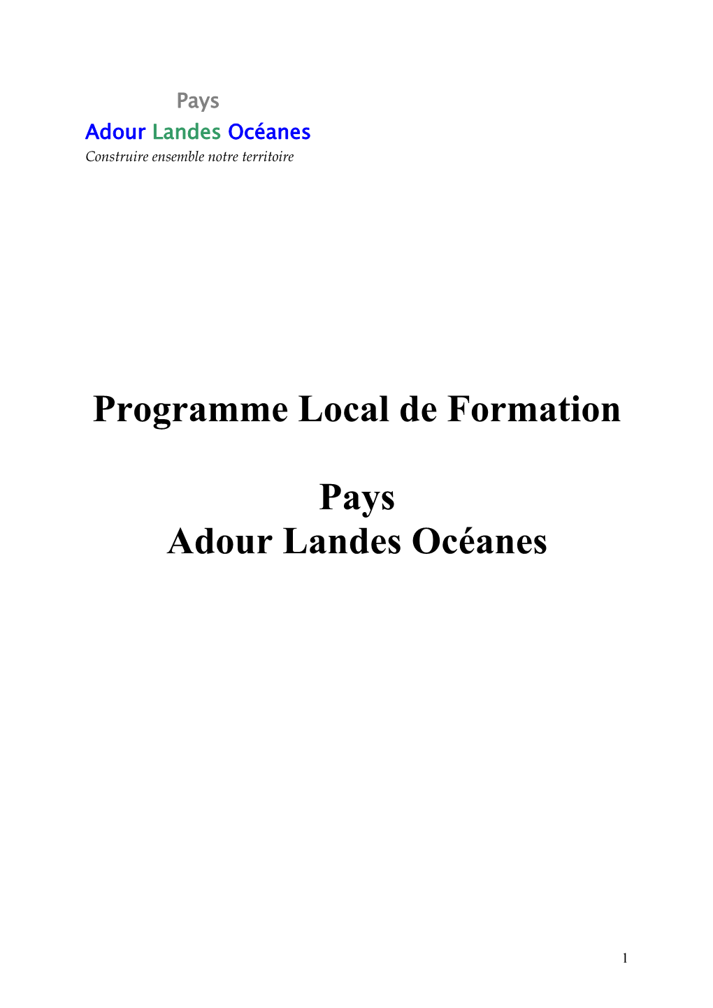 Programme Local De Formation Pays Adour Landes Océanes