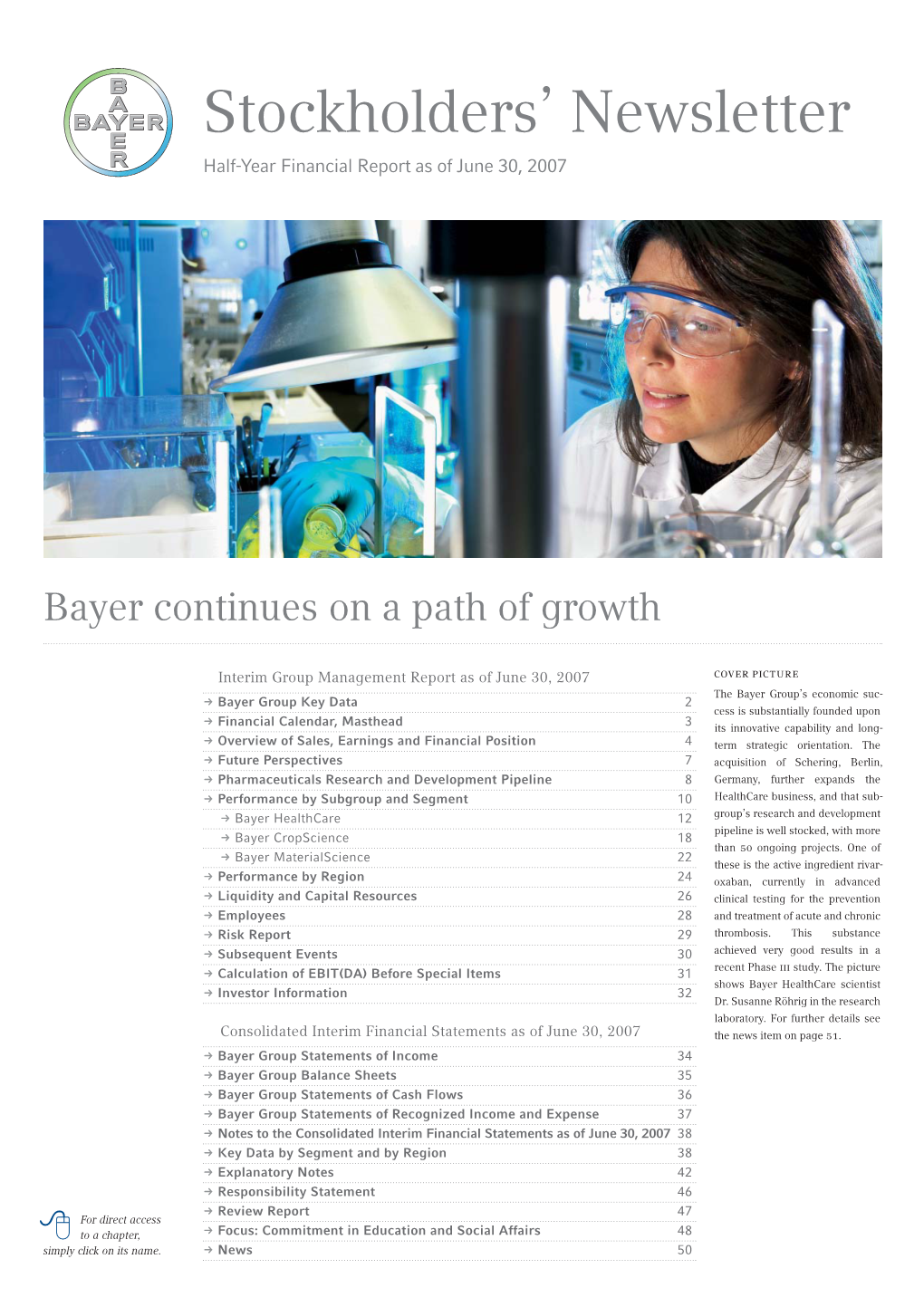 Bayer AG Stockholder's Newsletter
