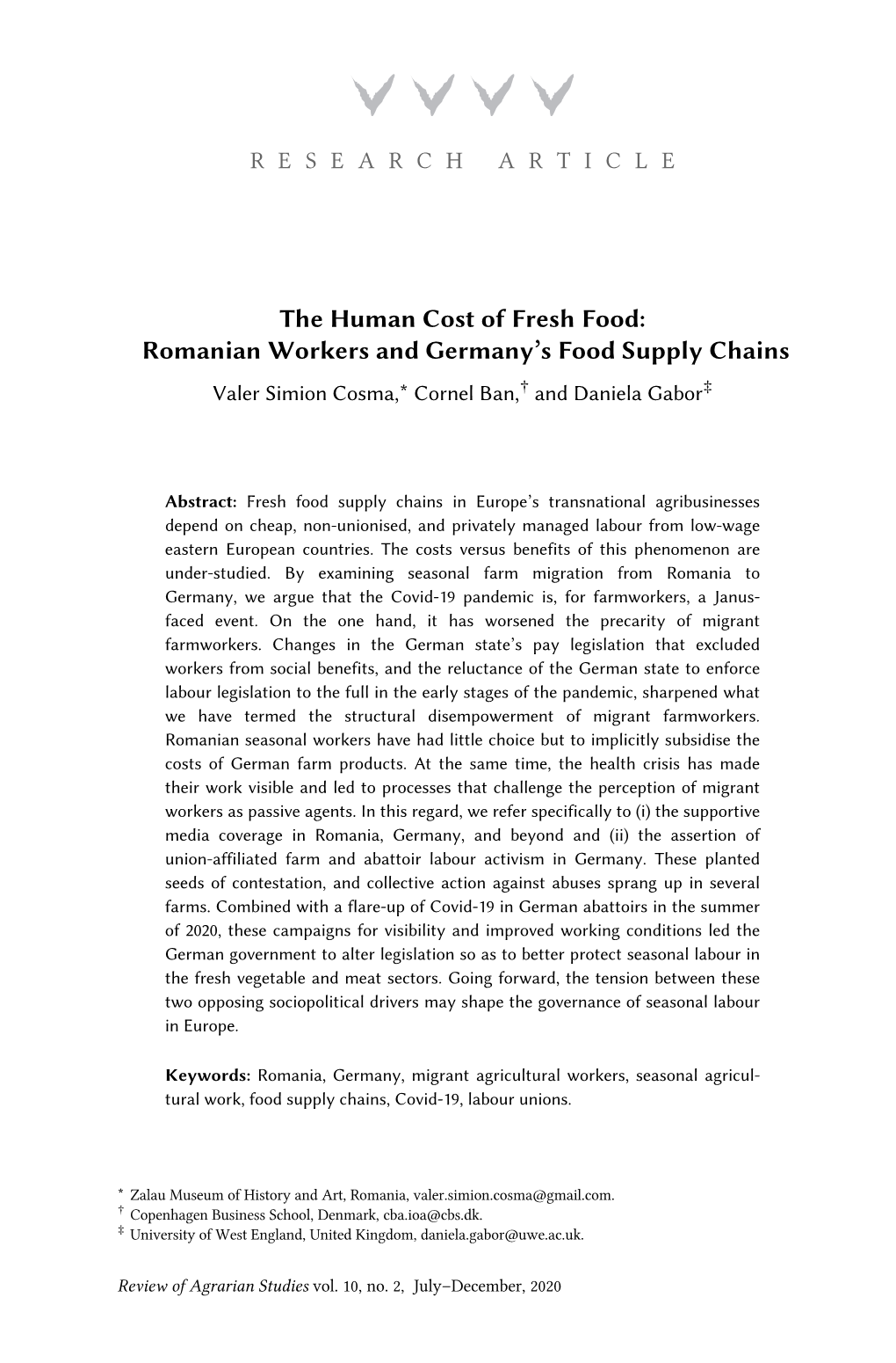 Romanian Workers and Germany's Food Supply Chains