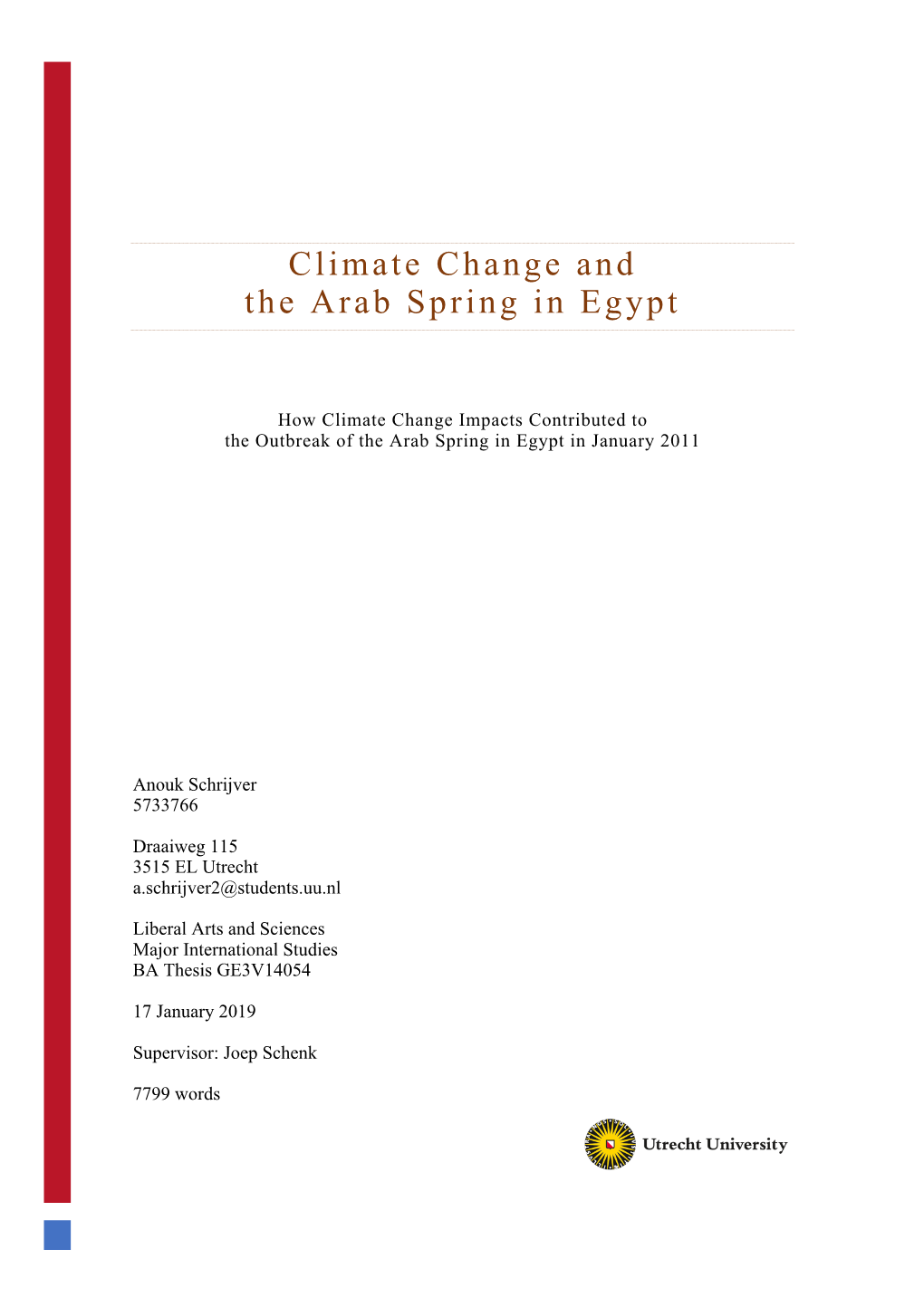 Climate Change and the Arab Spring in Egypt