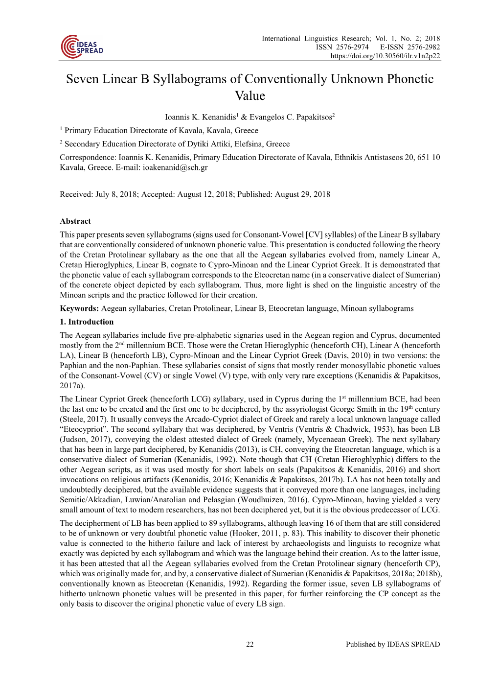 Seven Linear B Syllabograms of Conventionally Unknown Phonetic Value