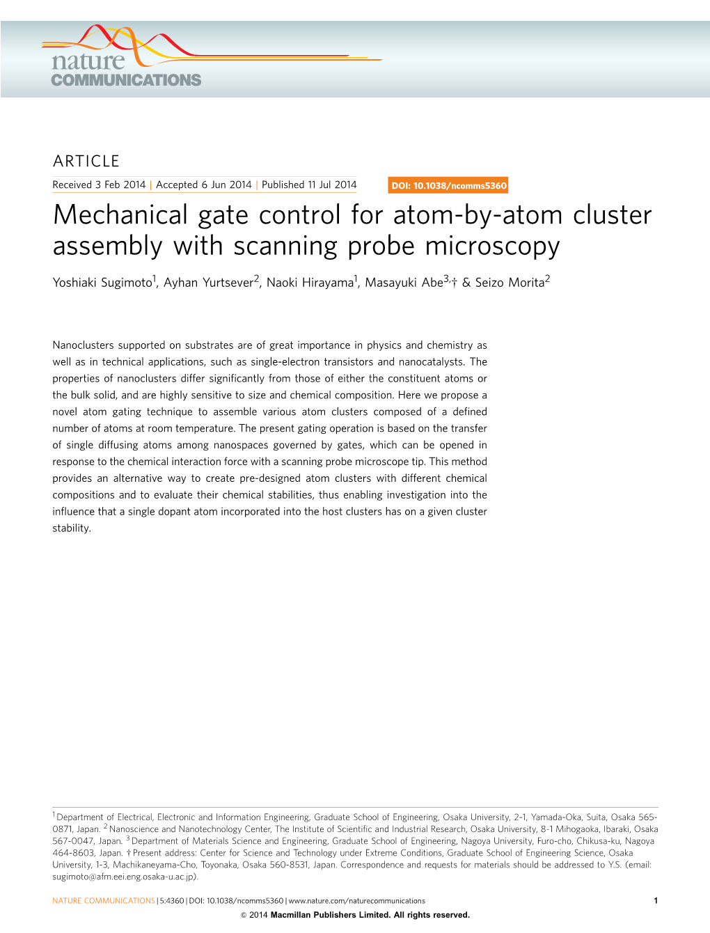 Mechanical Gate Control for Atom-By-Atom Cluster Assembly with Scanning Probe Microscopy