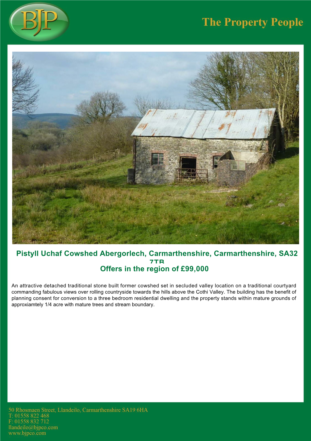 Abergorlech, Carmarthenshire, Carmarthenshire, SA32 7TB Offers in the Region of £99,000