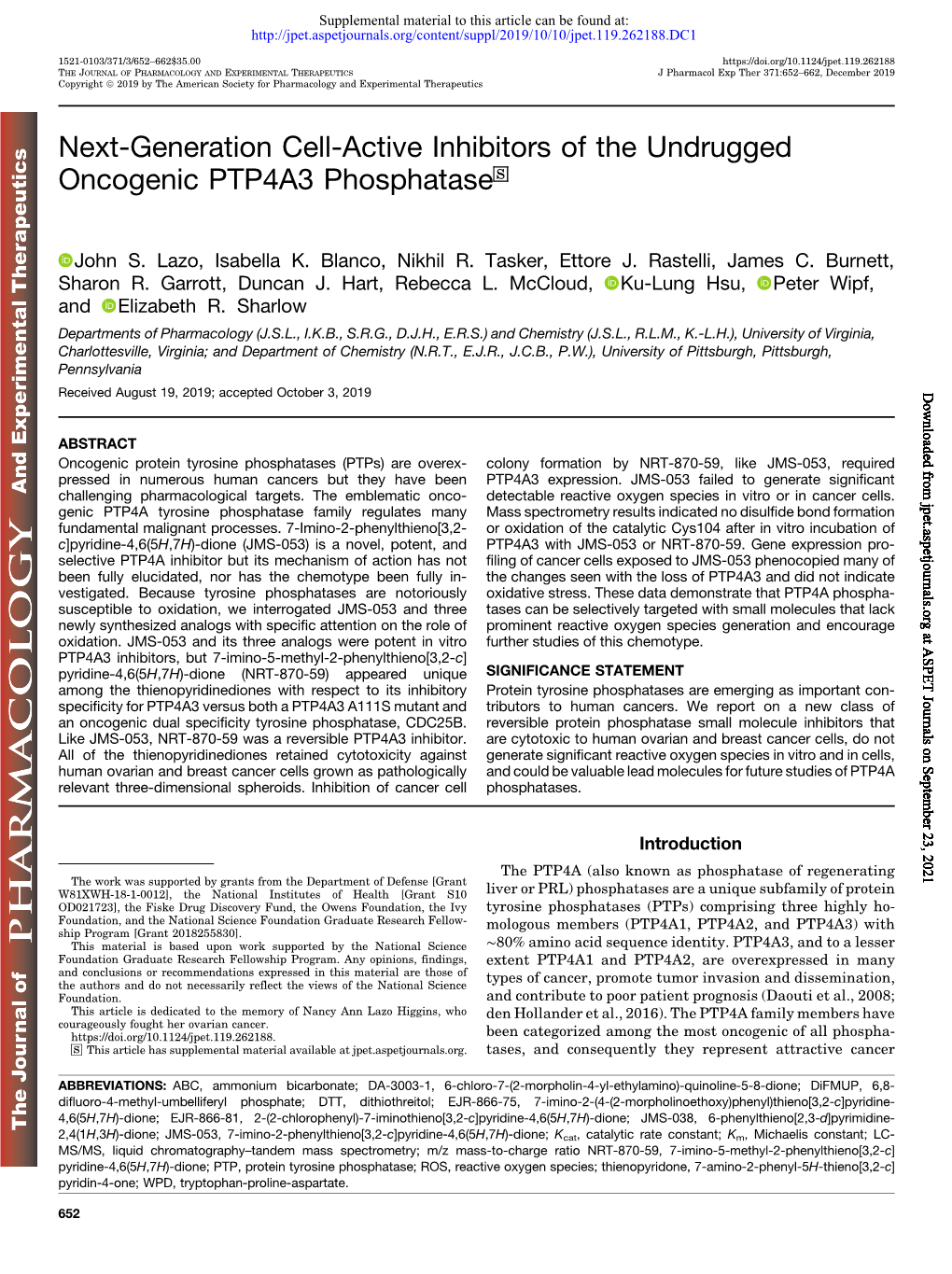 Next-Generation Cell-Active Inhibitors of the Undrugged Oncogenic PTP4A3 Phosphatase S