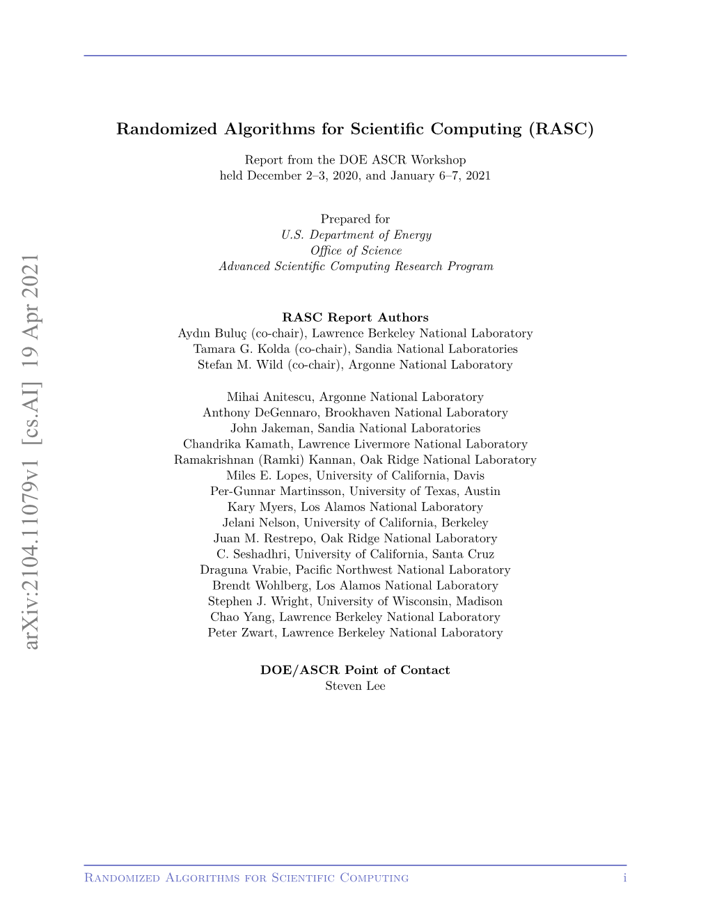 Randomized Algorithms for Scientific Computing (RASC)