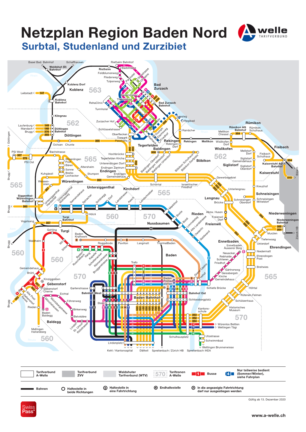 Netzplan Region Baden Nord Surbtal, Studenland Und Zurzibiet