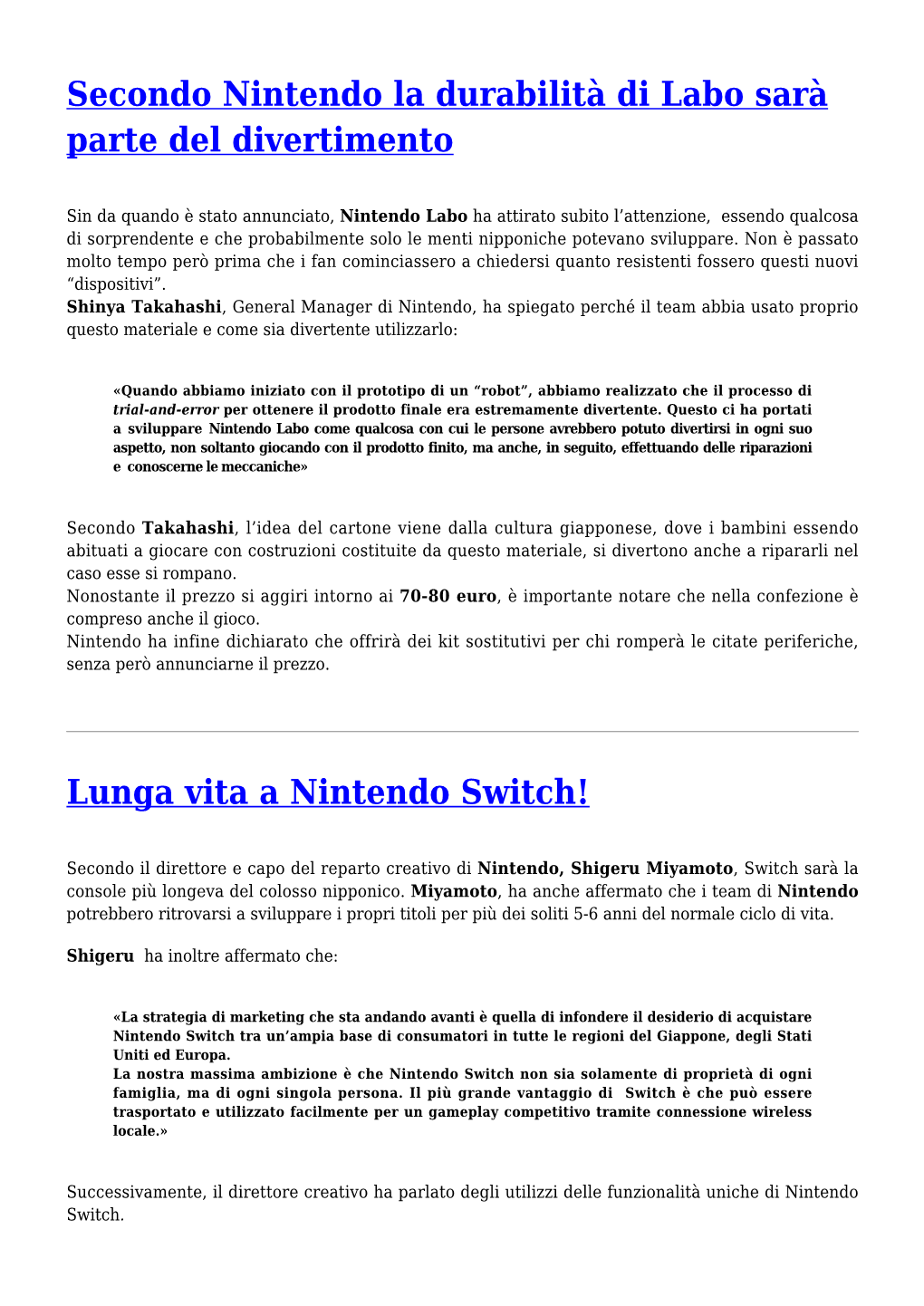 Secondo Nintendo La Durabilità Di Labo Sarà Parte Del Divertimento