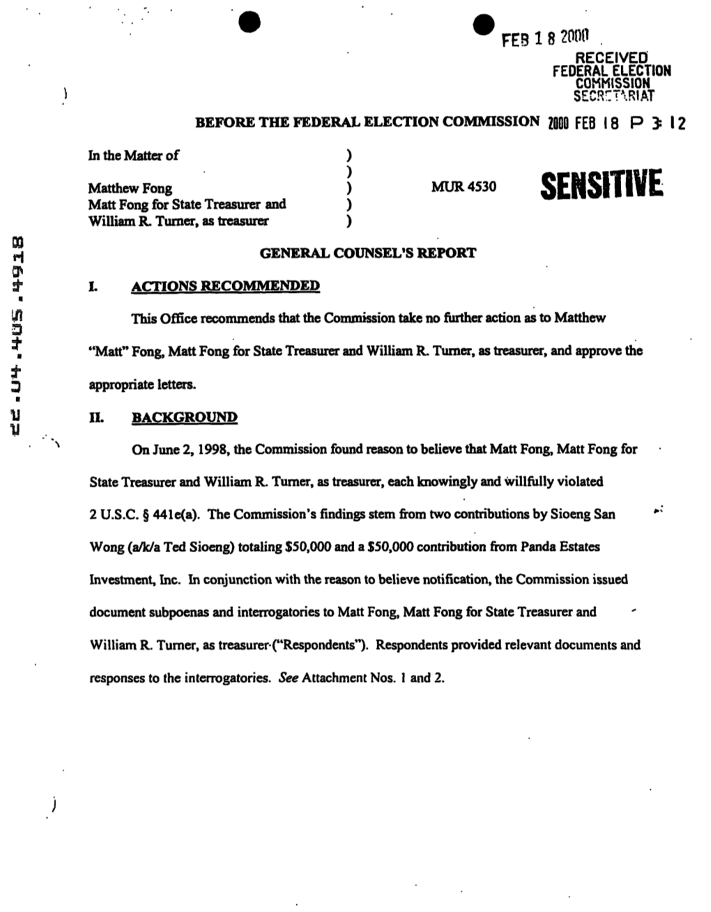General Counsel's Report Background