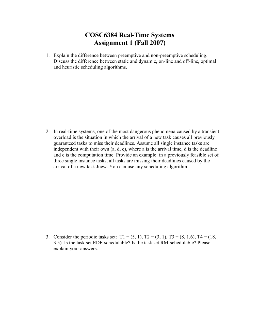 COSC6384 Real-Time Systems