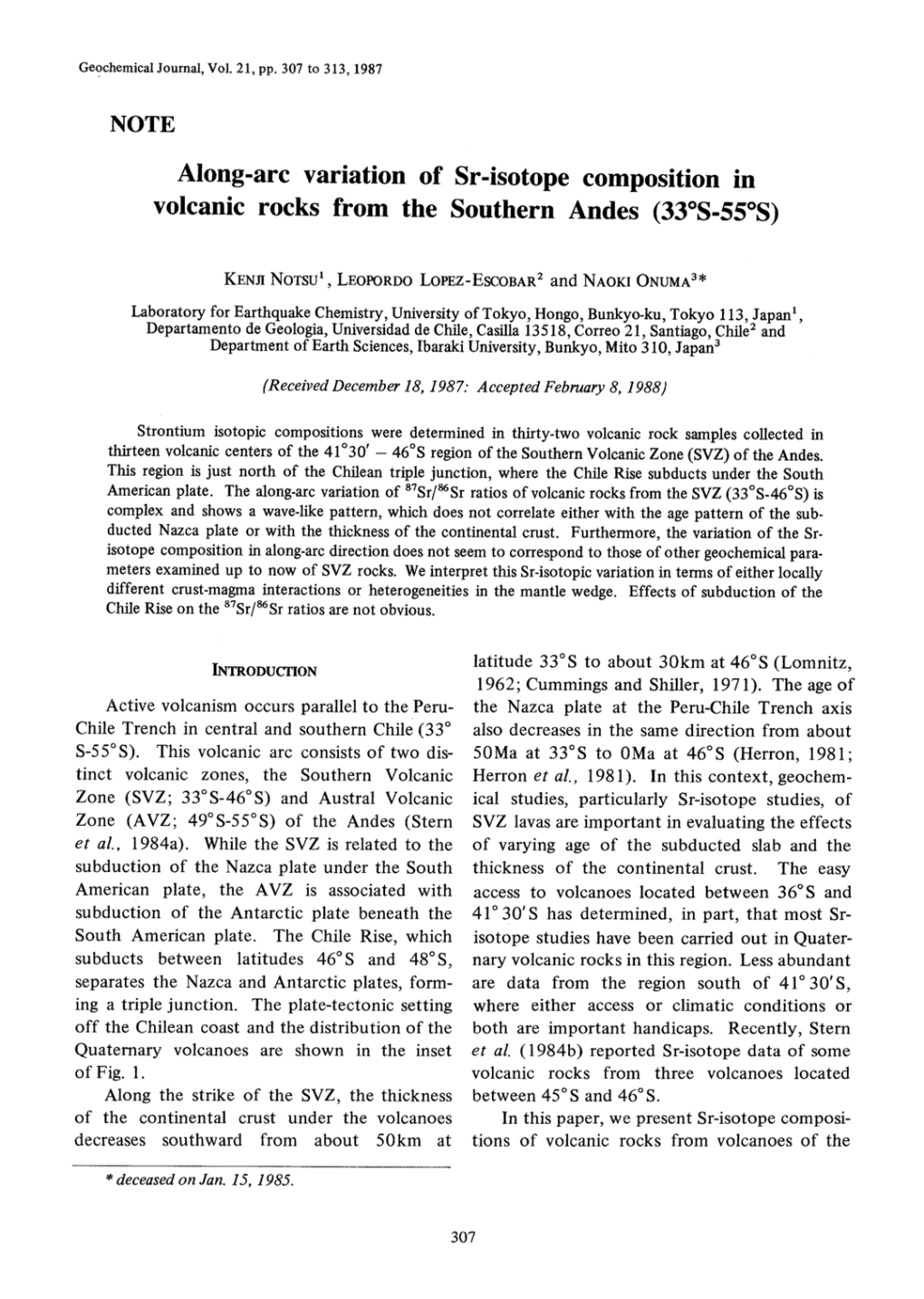 Sr-Isotope Composition in Southern Andes