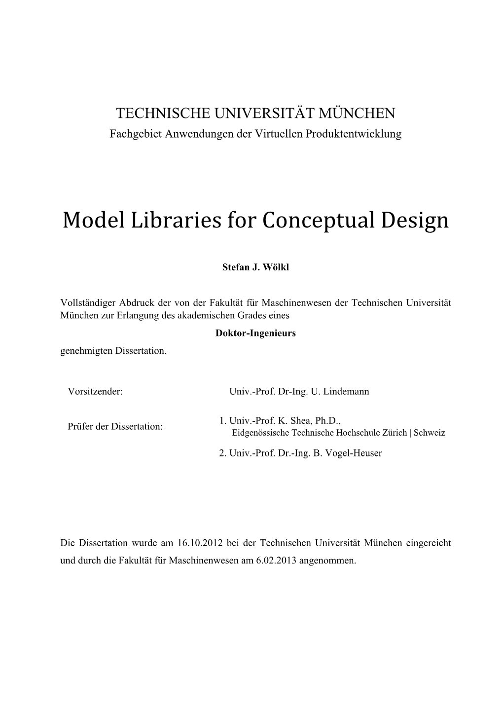 Model Libraries for Conceptual Design