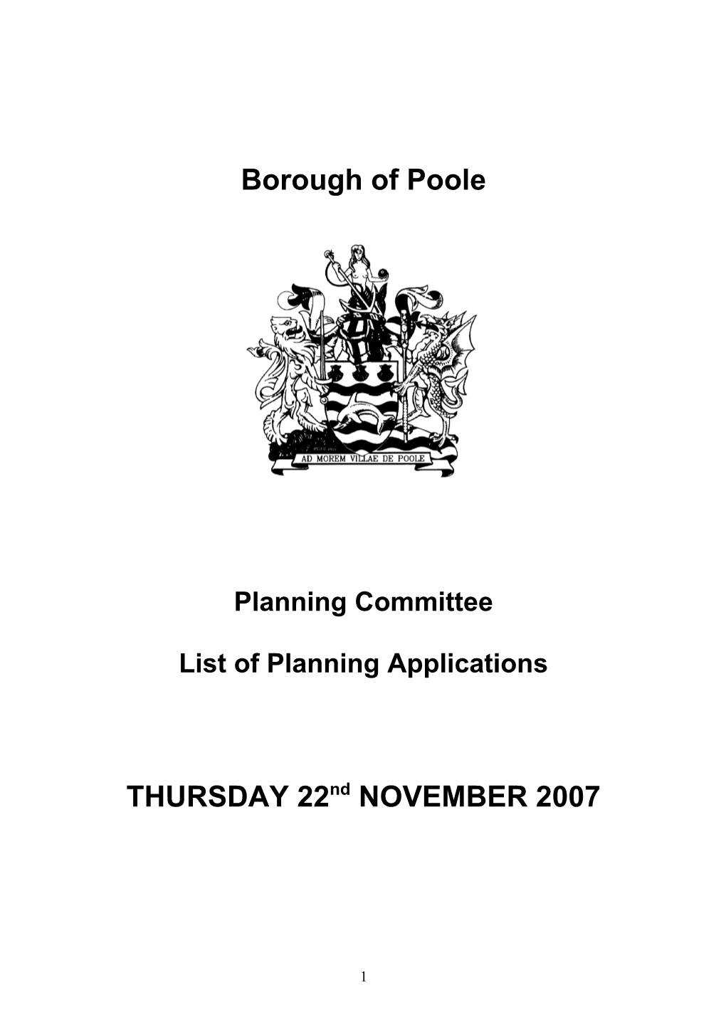 List of Planning Applications s1