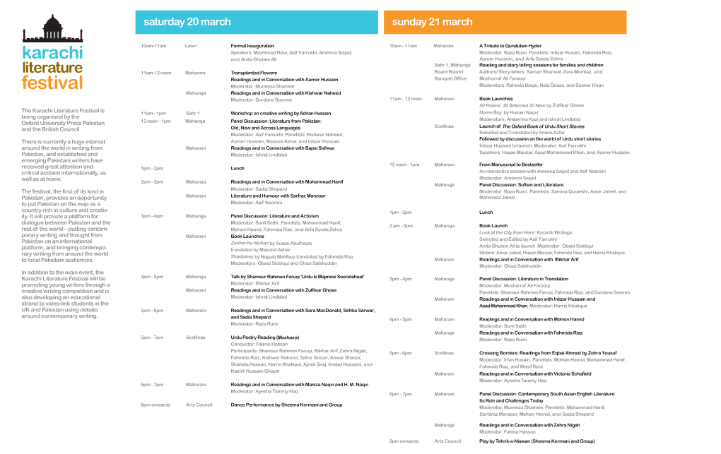 Full Programme of the Karachi Literary Festival