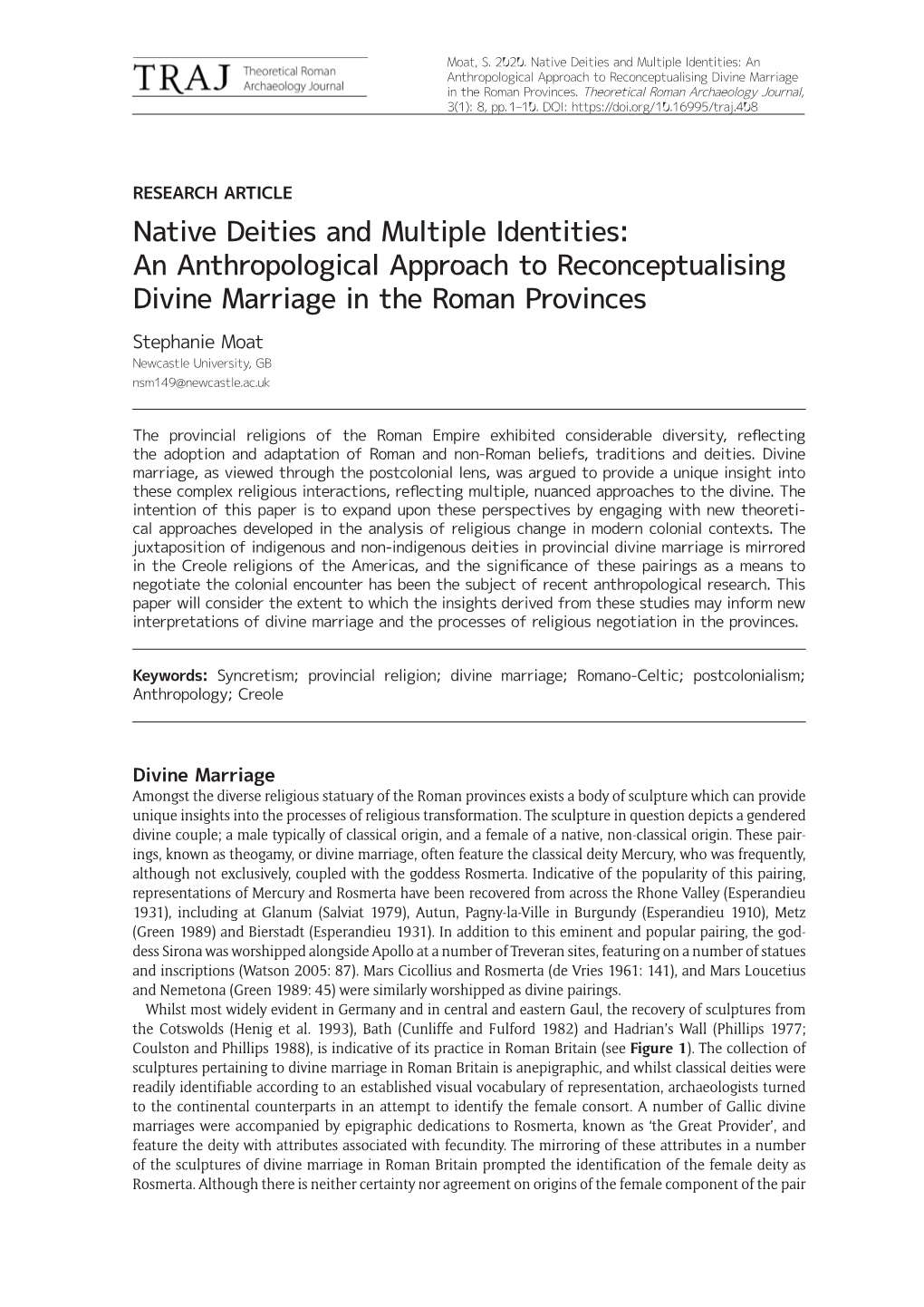 An Anthropological Approach to Reconceptualising Divine Marriage in the Roman Provinces