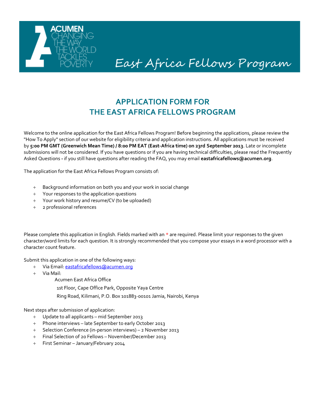 East Africa Fellows Program