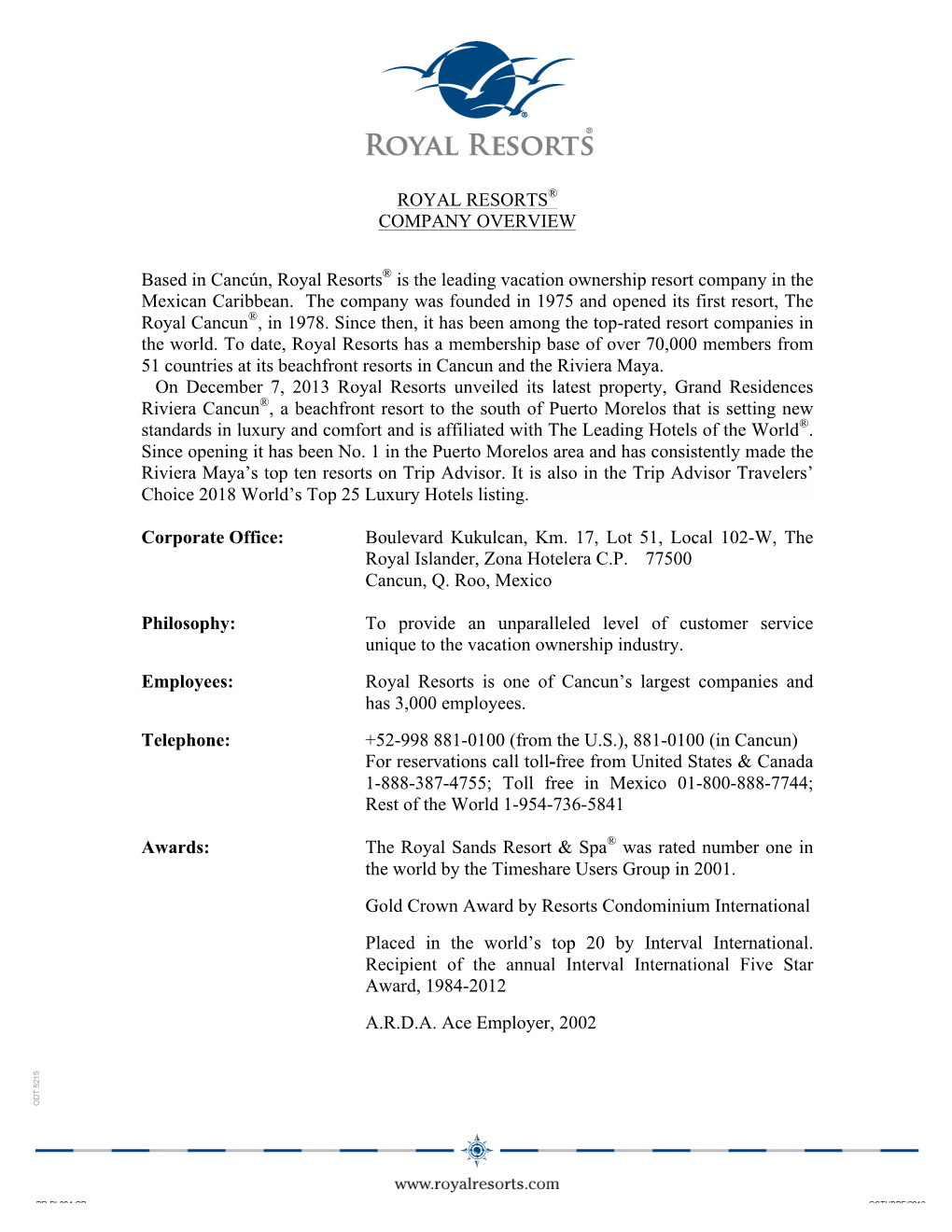 Royal Resorts Fact Sheet