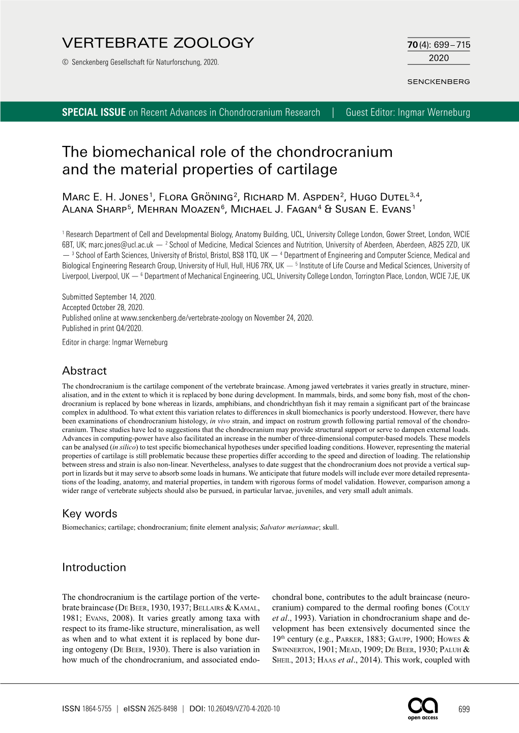 The Biomechanical Role of the Chondrocranium and the Material Properties of Cartilage