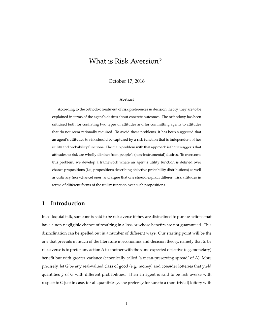 What Is Risk Aversion?