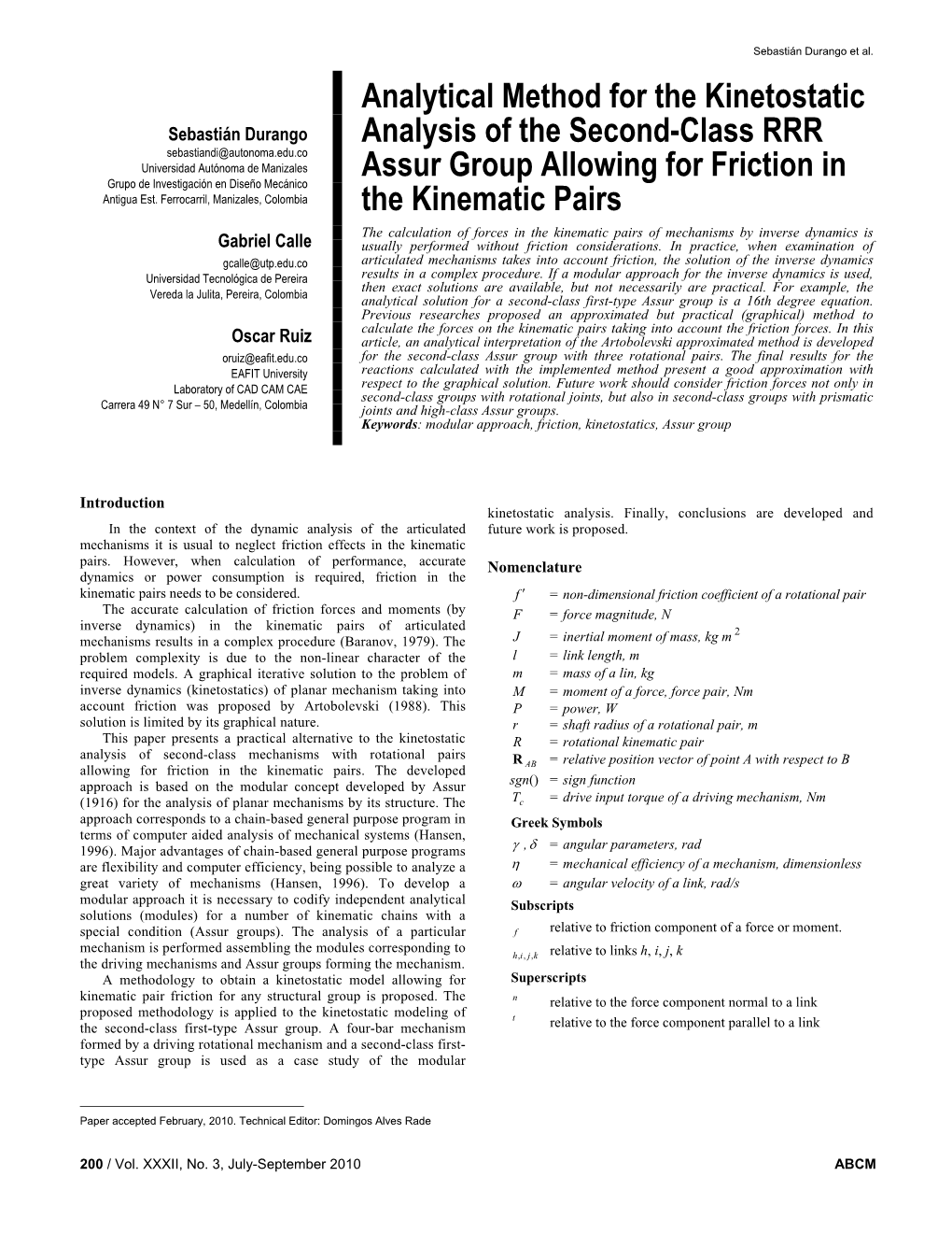 Analytical Method for the Kinetostatic Analysis of the Second-Class RRR Assur Group Allowing for Friction in the Kinematic Pairs