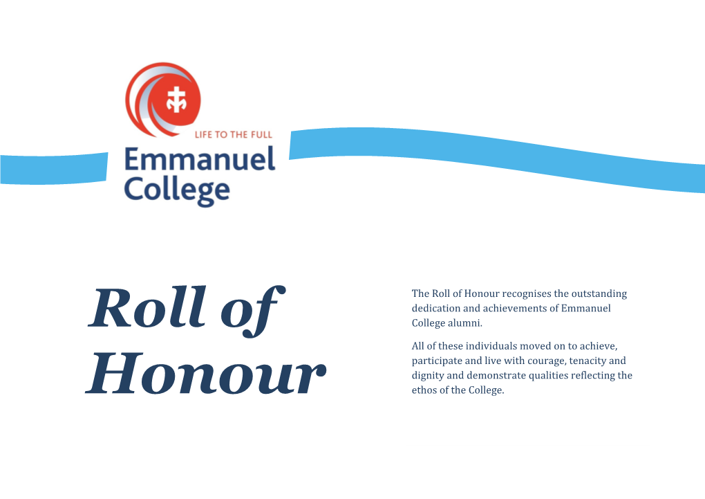 View a List of Roll of Honour Inductees