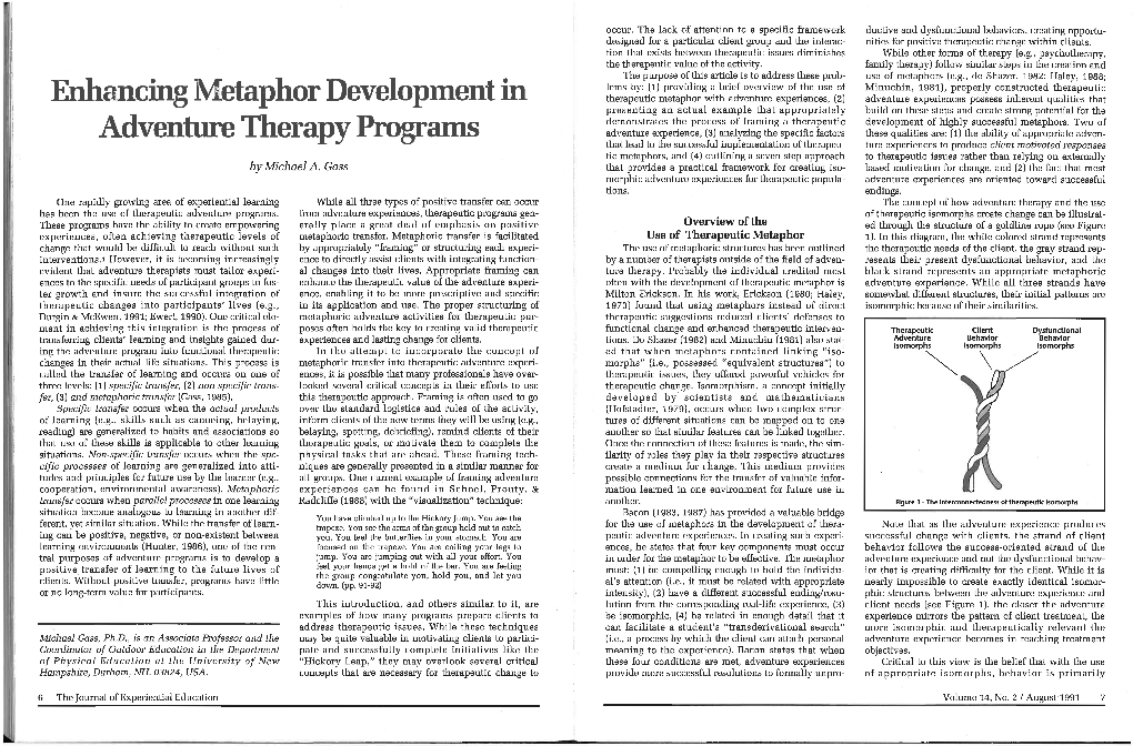 Enhancing Metaphor Development in Adventure Therapy Programs