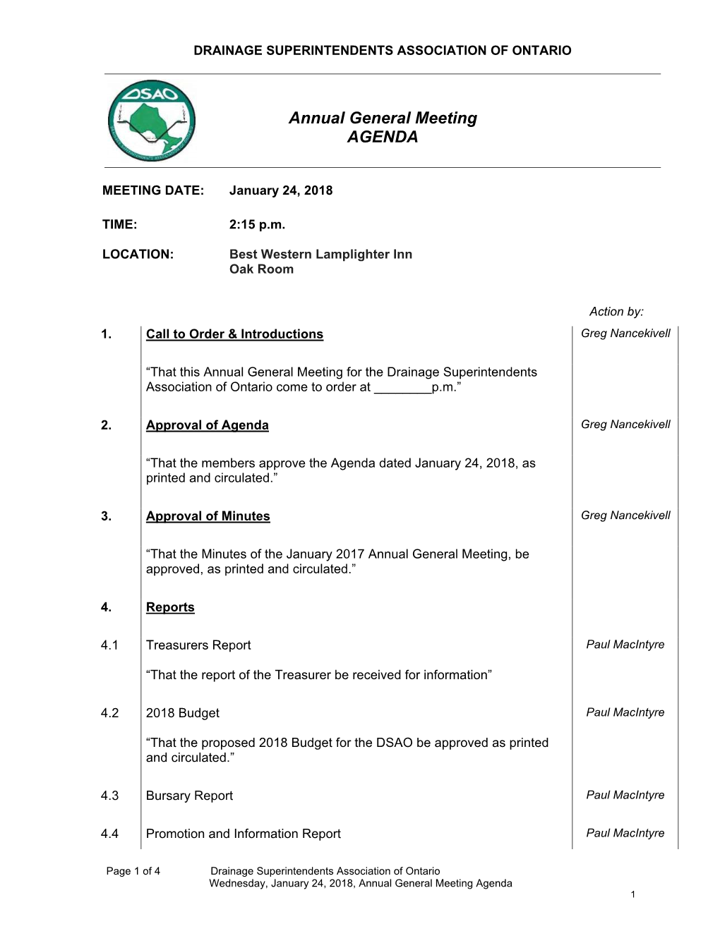 Annual General Meeting AGENDA