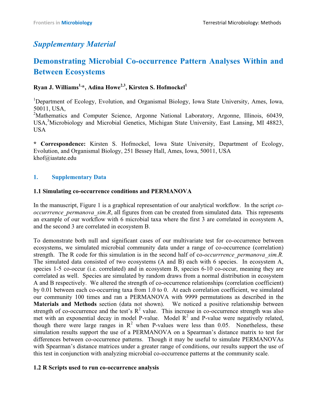 Supplementary Material Demonstrating Microbial Co