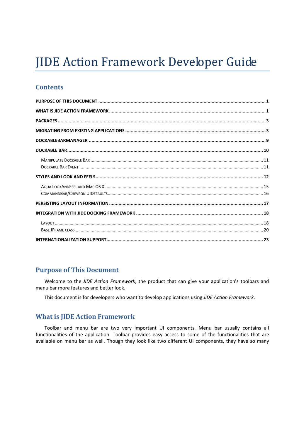 JIDE Action Framework Developer Guide