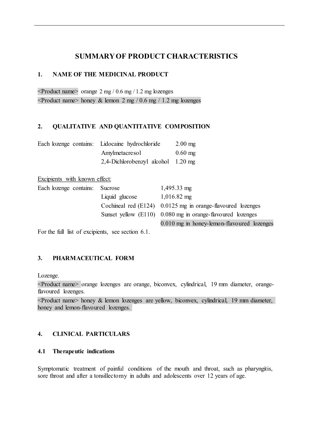 Summary of Product Characteristics