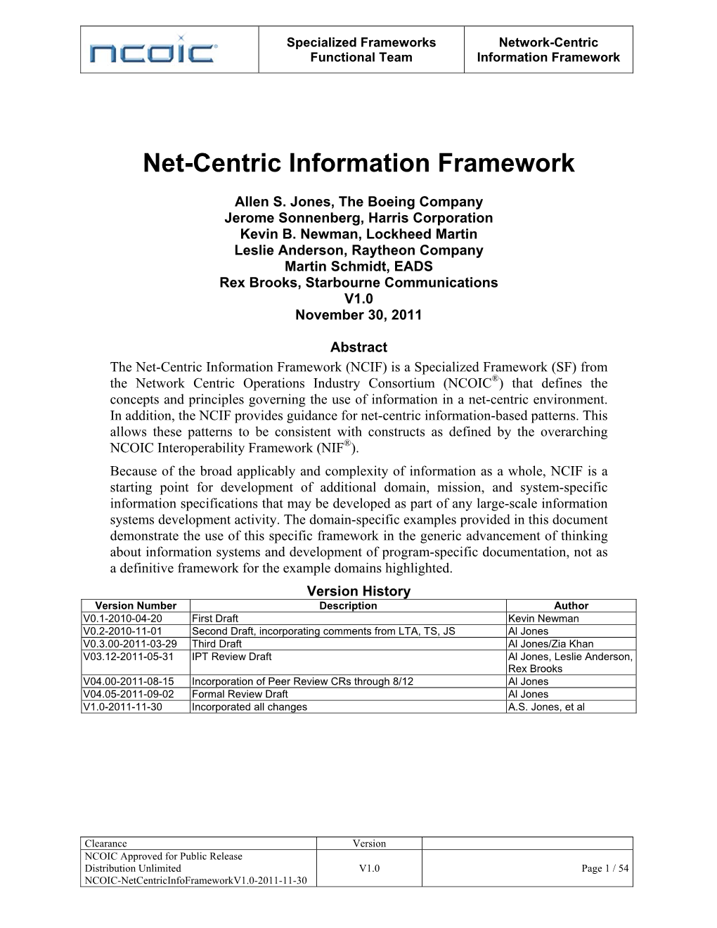 Net-Centric Information Framework