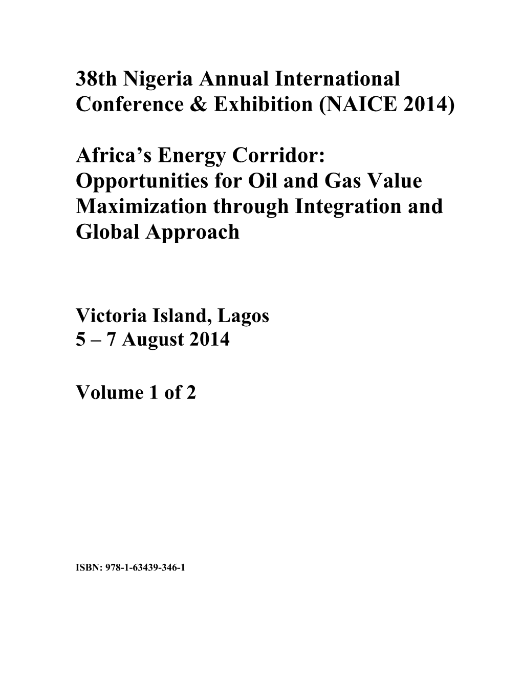 (NAICE 2014) Africa's Energy Corridor: Opportunities for Oil