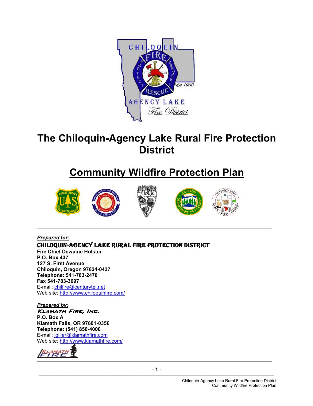 The Chiloquin-Agency Lake Rural Fire Protection District Community