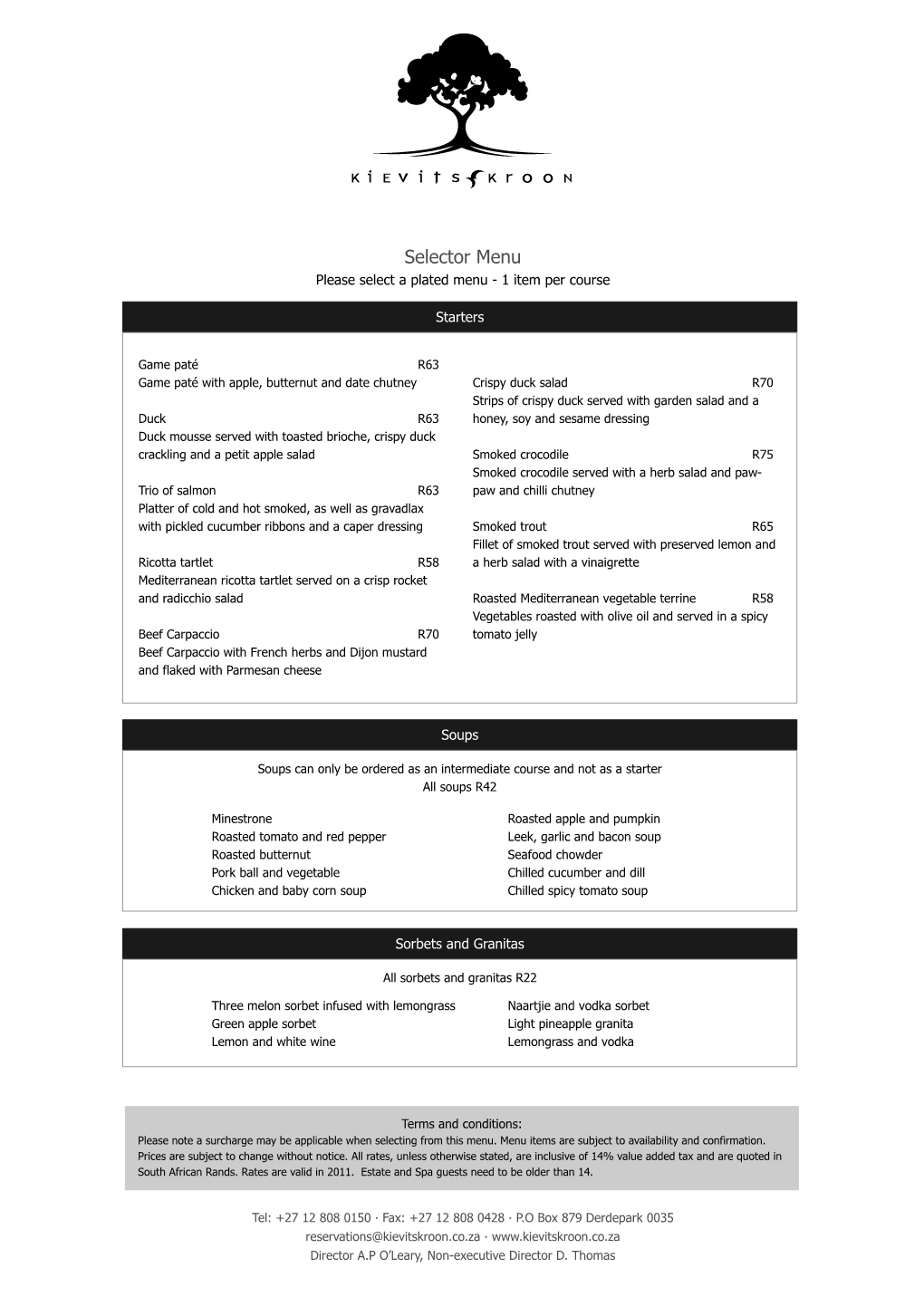 2011 Banqueting Menu Pack