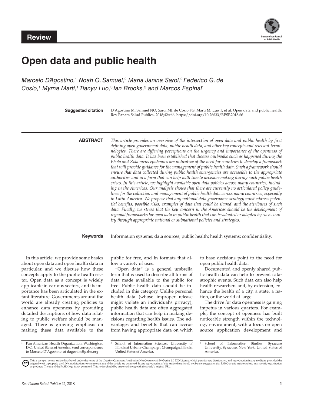 Open Data and Public Health