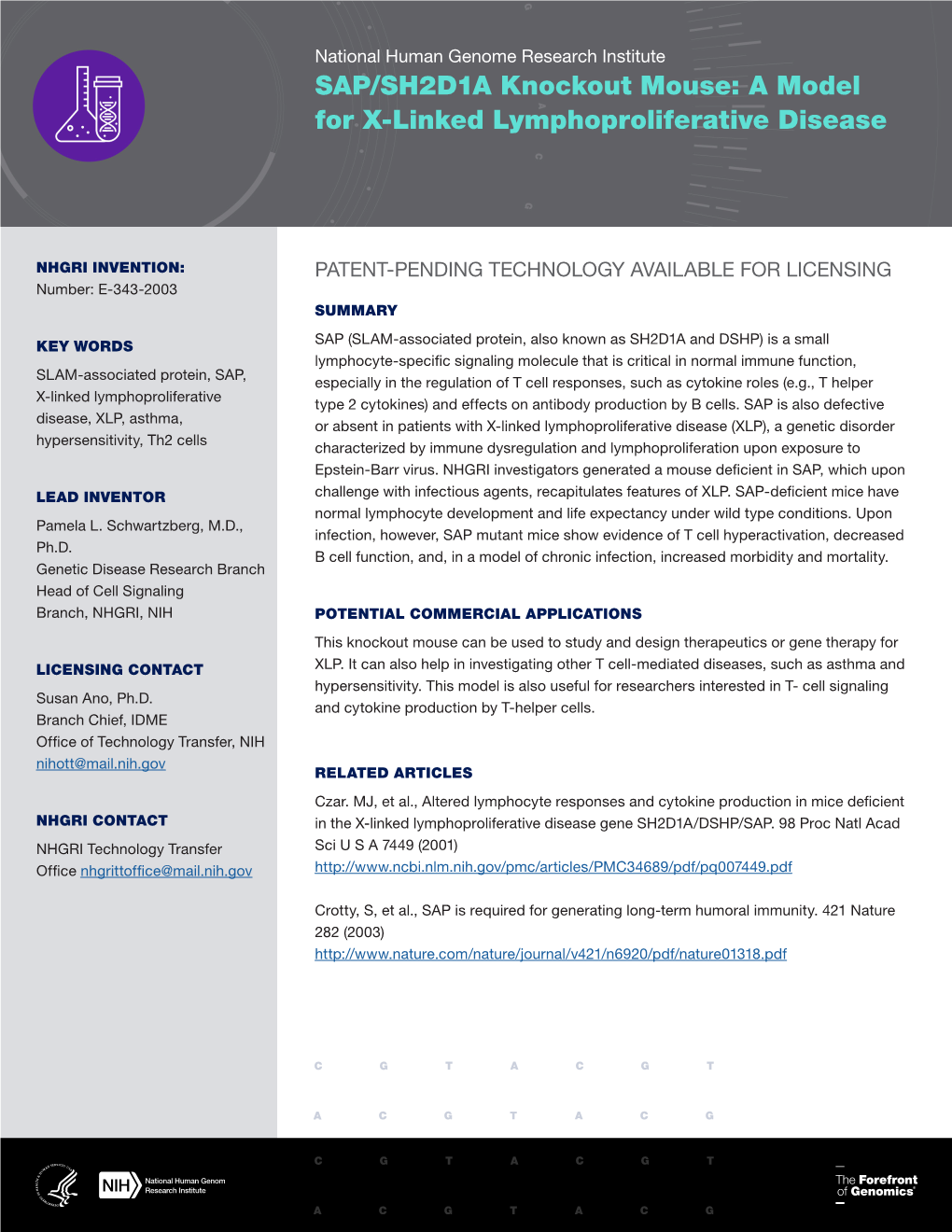 SAP/SH2D1A Knockout Mouse: a Model for X-Linked Lymphoproliferative Disease