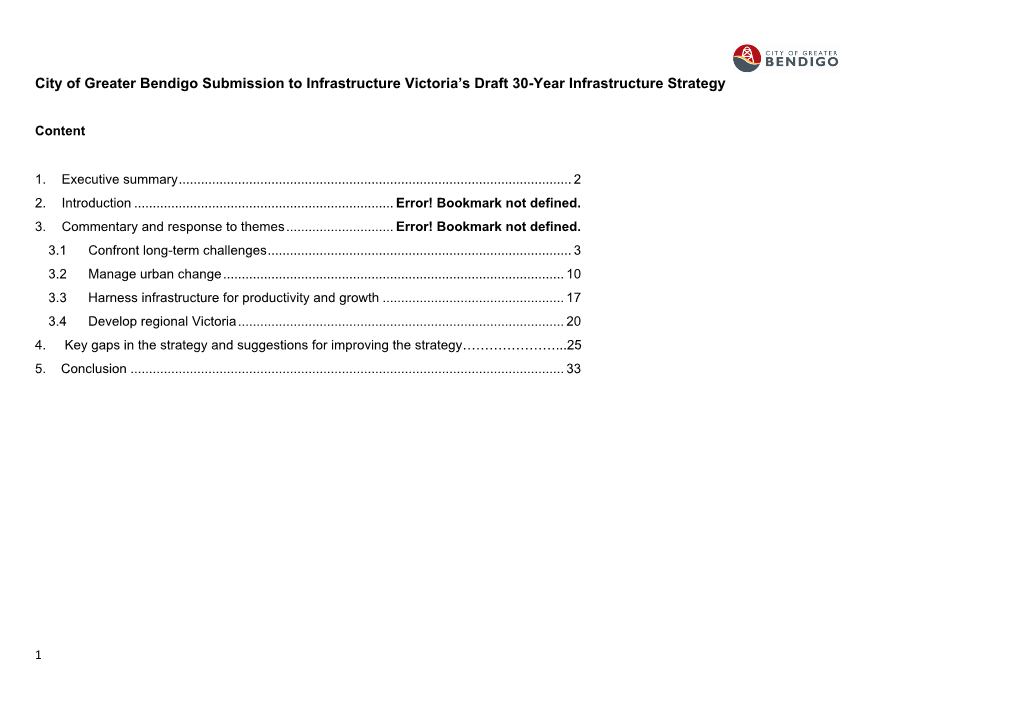 City of Greater Bendigo Submission to Infrastructure Victoria's Draft 30